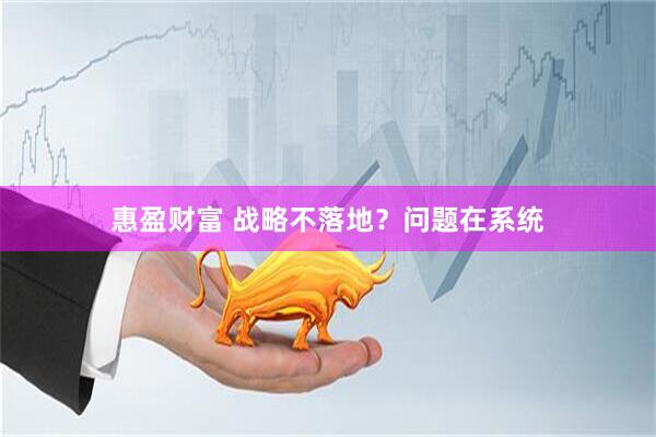惠盈财富 战略不落地？问题在系统