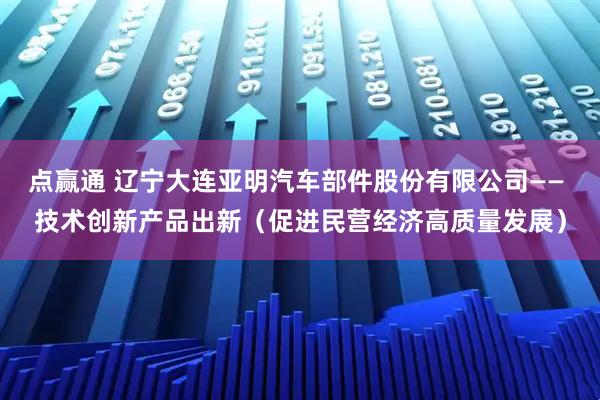 点赢通 辽宁大连亚明汽车部件股份有限公司—— 技术创新产品出新（促进民营经济高质量发展）